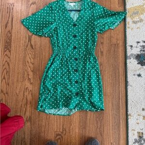 NWT Abound Emerald Polka Dot Dress